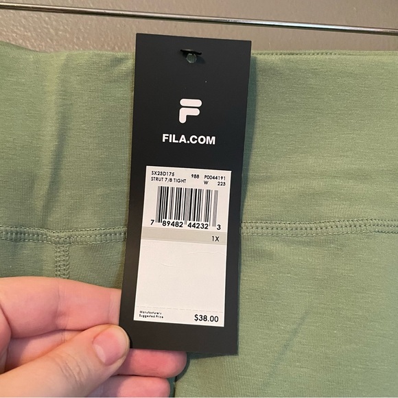 NWT Fila Sz 1X Womens Green Logo High Waist Strut 7/8 Length Leggings Tights $38 - Picture 2 of 11